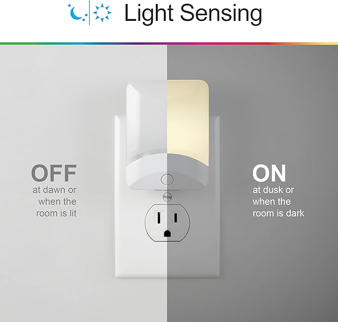 GE Color Changing LED Night Light for Kids, Dusk to Dawn Sensor, Home Decor Apartment Essentials, Wall Lights for Bedroom, Ambient Lighting, Nightlights Plug in, 50860, 4-Pack