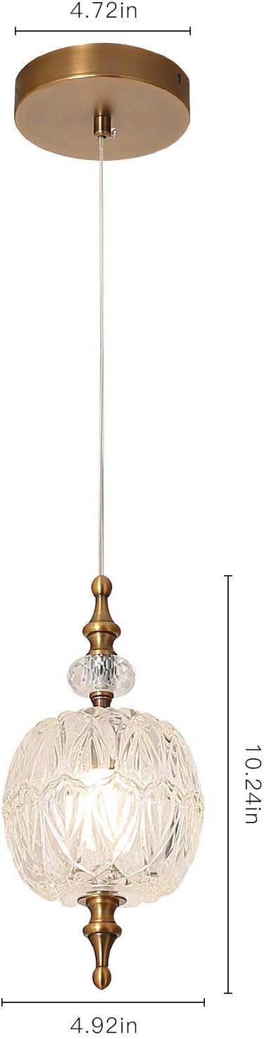 Antique Delicate Decorative Pattern Glass Ceiling Pendant Lighting Adjustable Mini Pendant Light for Kitchen Island Dining Room Bedroom with Original Design