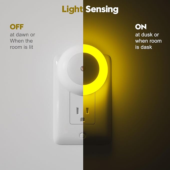 fesnne Night Light, Night Lights Plug into Wall, Dusk to Dawn Sensor, Amber Led Night Light 0.5W, 2 Pack Nightlight for Adults, Bedroom, Bathroom, Hallway, Kitchen