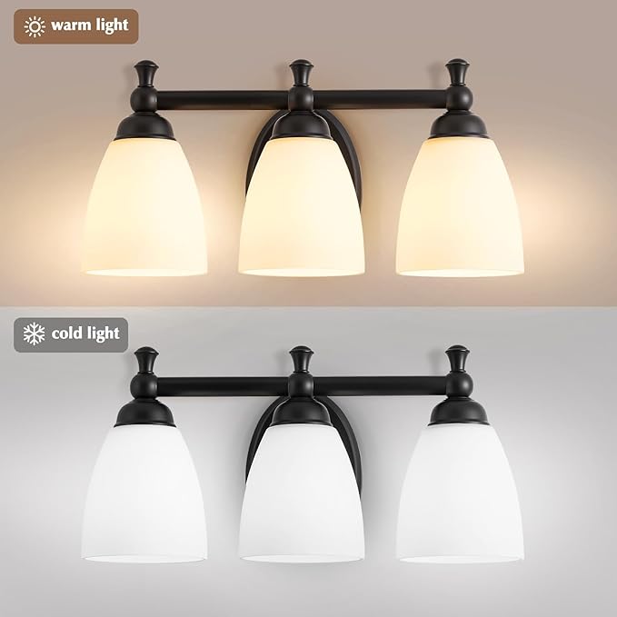 EJIAXIN Vanity Lights for Bathroom, 3-Light Modern Vanity Light Over Mirror Black Bathroom Light Fixture Bedroom Wall Sconces Lighting for Living Room Cabinet
