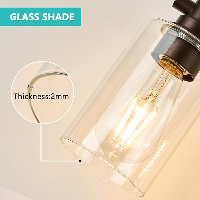 Bathroom Light Fixtures Wall Sconce Light with Clear Glass Oil Rubbed Bronze 5 Lights Bathroom Lighting Over Mirror Vanity Lights for Living Room,Bedroom,Restroom,Hallway E26 Base