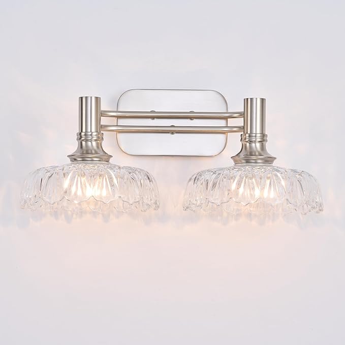 Brushed Nickel Bathroom Vanity Light Fixtures Modern 2-Light Vanity Lights Bathroom Lighting Vintage Wall Sconces for Pictures Mirror Hallway Bedroom