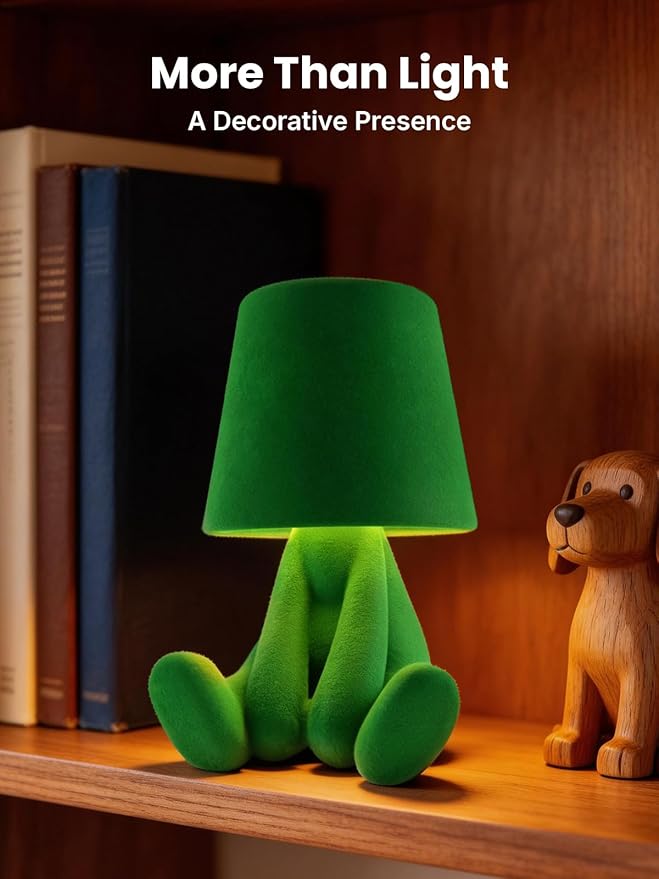 Modern Table Lamp for Youth: Rechargeable Cute Light for Kids Child Teen - Gift for Birthday Christmas Halloween Easter (Green)