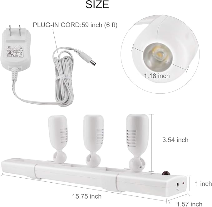 BIGLIGHT LED Track Light, Dimmable Accent Lighting with Rotatable Heads, Plug in Spotlight with Remote for Lighting up Kitchen Sink Cabinet Gallery Picture Bathroom Basement Artwork