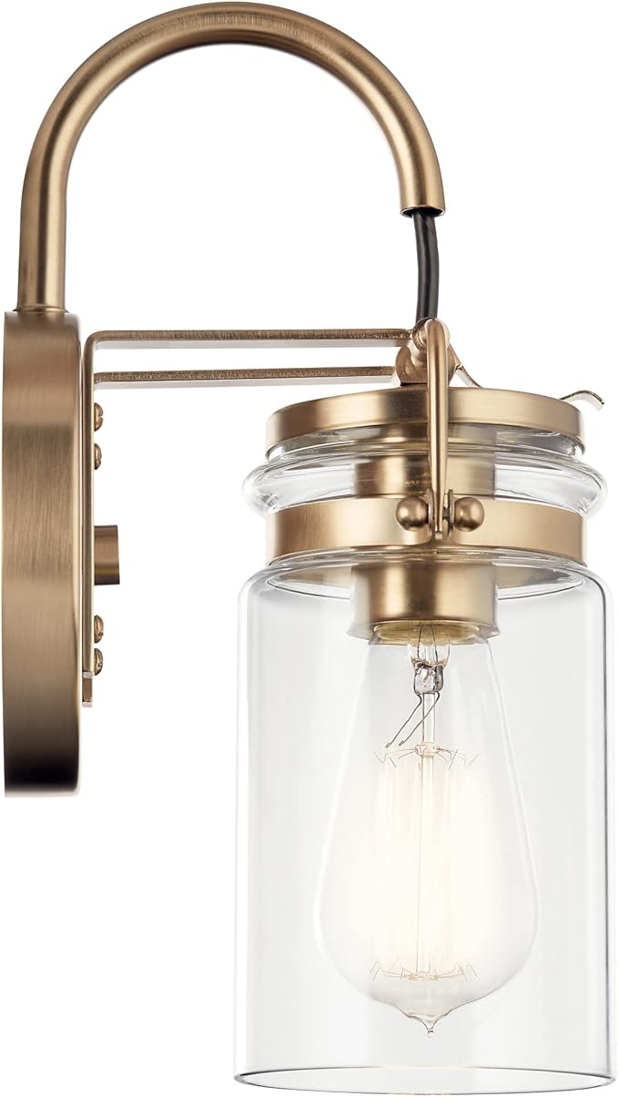 KICHLER Brinley 11.5" 1 Light Wall Sconce with Clear Glass Brushed Nickel