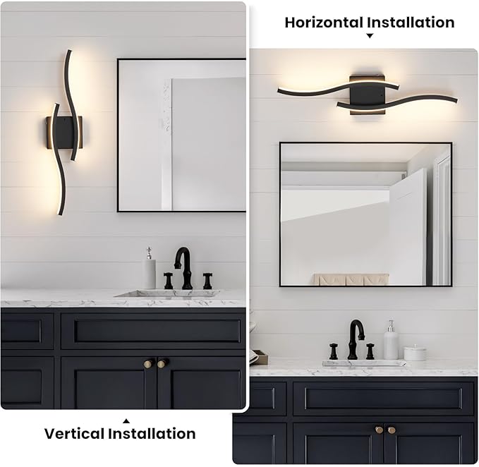 WOSHITU Black Battery Operated Wall Sconces: 23.6 Inch Rechargeable Sconce Wall Lighting Set of Two with Remote & 3CCT Dimmable, Modern Cordless Wall Light for Bedroom Living Room Hallway Bathroom