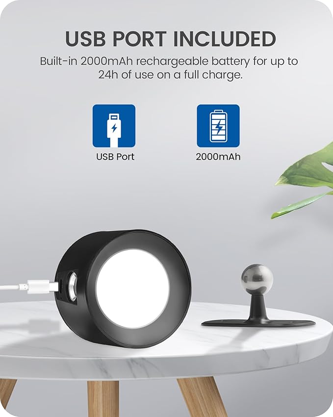 Battery Operated Wall Sconce Set of 2, Rechargeable Wall Lights with Remote Control, 3 Color Temp 3 RGB Dimmable, 360° Rotation Cordless Wall Mount Lamp for Hallway Bedroom, Black B02YBP206