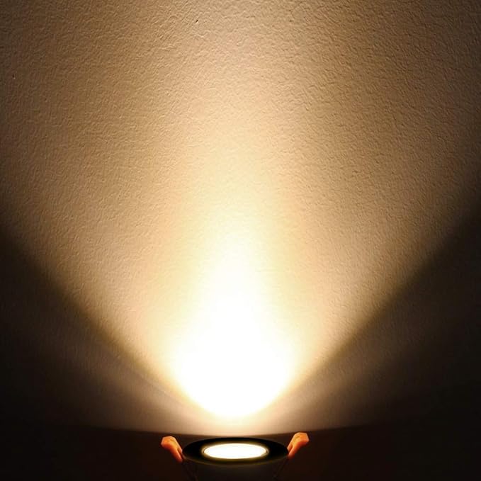 inShareplus 2 Inch LED Downlight, 3W Recessed Lighting COB Dimmable, 3000K Warm White, CRI80, Black Trim, Ceiling Lights with LED Driver, 6 Pack