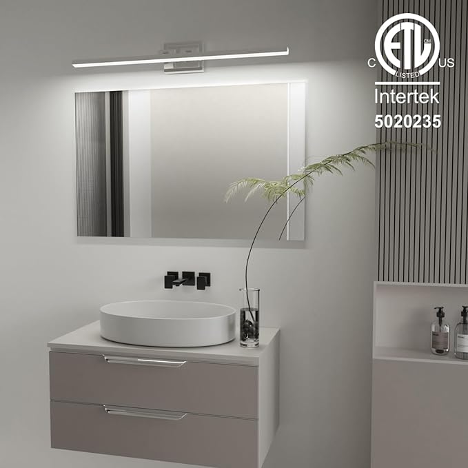 VOLISUN Modern Bathroom Vanity Light 39.4 inch, Rotatable, 24W Dimmable 5CCT Led Bathroom Light Fixture Over Mirror, Chrome Vanity Light for Bathroom Mirror Cabinets-ETL Certificated
