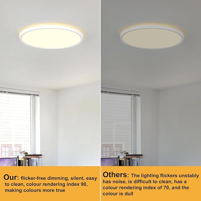 15.7 Inch LED Flush Mount Ceiling Light with Remote, 2700LM Dimmable 2700K-6500K Ceiling Light with 2000K Nightlight and Timer, 32W Modern Ceiling Lamp for Bedroom Kitchen Hallway Dining Room