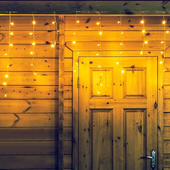 300L LED Icicle Lights, Warm White Window Curtain Lights,8 Modes with 30V Plug in for Wedding, Party, Bedroom, Home, Garden, Outdoor, Indoor Wall,Christmas Decorations,Connectable(Warm White)