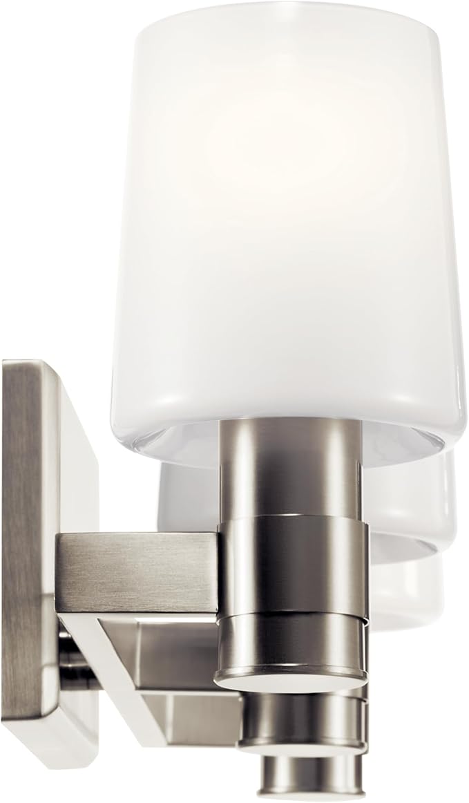 Kichler Adani 3-Light Vanity Light Fixture, Modern Bathroom Vanity Light with Opal Glass in Brushed Nickel for Bathroom or Powder Room Wall Mount (8.25" x 24"), 55176NI
