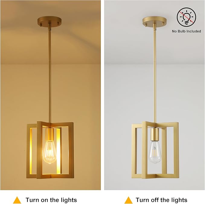 Klgxnrd Mini Modern Farmhouse Gold Pendant Lighting for Kitchen Island, Adjustable Industrial Entryway Light Fixture Hanging for for Hallway Bedroom Dining Room Closet