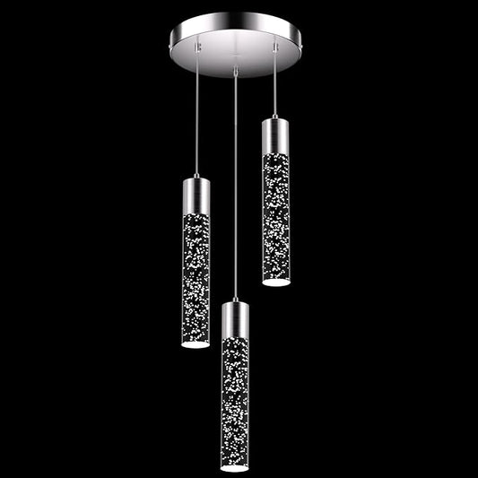 Pendant Lights Kitchen Island, Modern Kitchen Island Lights, Ceiling Lighting Fixtures with Crystal Bubble, Integrated LED Hanging Light Nickel 1 Pack(3-Light)