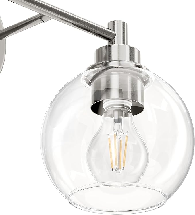 VONLUCE Bathroom Light Fixtures, 2-Light Vanity Lights with Globe Glass Shades E26 Sockets, Bathroom Lights Over Mirror for Bedroom Hallway Living Room, Brushed Nickel Finish, ETL Certificated