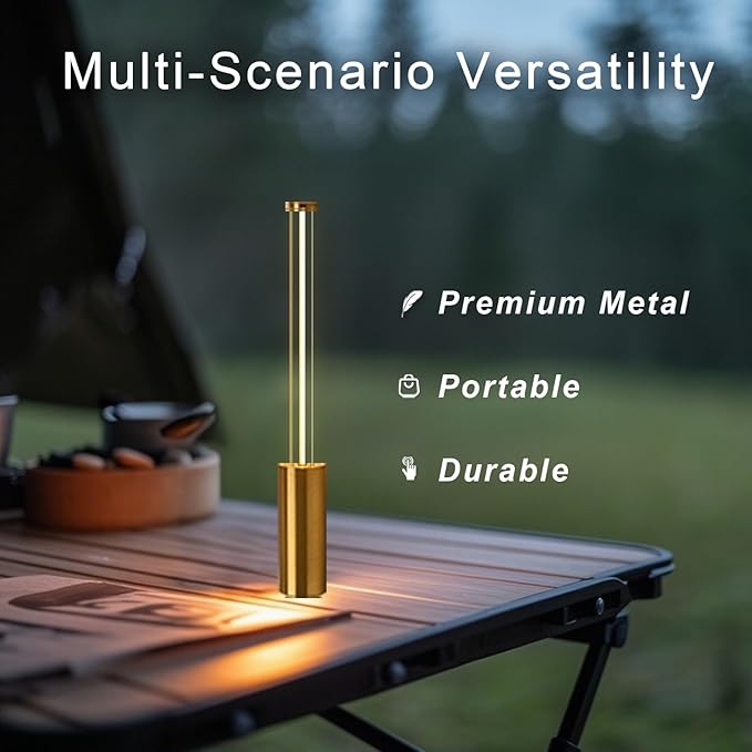 Gold Touch Lamp, Rechargeable Lamps Cordless Battery Operated Lights Small Lamps for Small Spaces Mood Lighting Portable Camping Lanterns for Dining Bar Patio Bedside Bookshelf Gold Decor