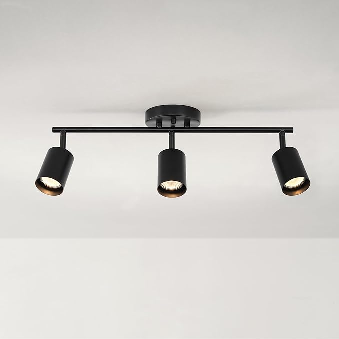 Globe Electric 64000091 21" 3-Light Track Lighting, Matte Black, Pivoting Shades, Ceiling Lamp for Bedroom, Kitchen, Hallway, Bathroom, Den, Dining Room, Home Décor