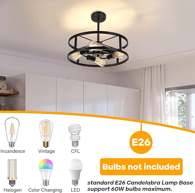 Black Semi Flush Mount Ceiling Light,Industrial Farmhouse Sloped Lights Fixture, Adjustable Height Metal Lighting for Kitchen Dining Room Entryway Hallway Living Room