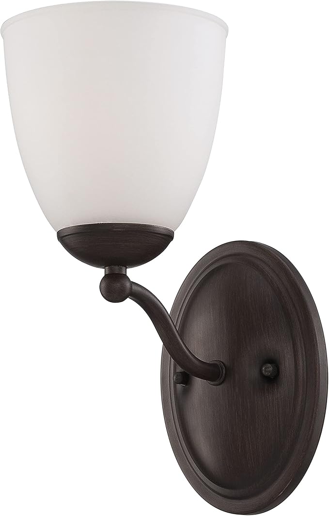 Nuvo Lighting 60/5131 Patton One Light Vanity 100 Watt A19 Max. CUL Damp Location Frosted Glass Prairie Bronze Fixture