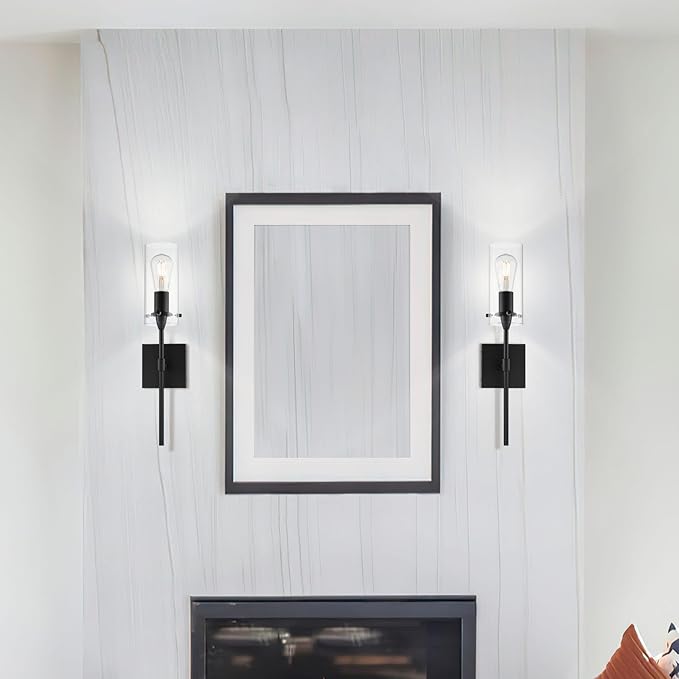 XiNBEi Lighting Black Wall Sconces Set of Two, Modern Industrial 1 Light Bathroom Sconce Indoor Wall Lights for Bathroom Hallway Kitchen & Living Room