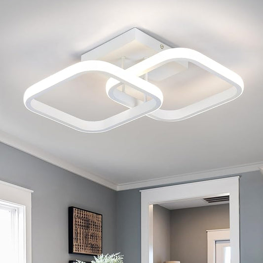 CANEOE Led Ceiling Light Fixture,4500K Modern Hallway Light fixtures Ceiling Lighting,White Square Close to Ceiling Lights for Bathroom Bedroom Kitchen Balcony Stair Small Ceiling Lamp (White, 4500K)