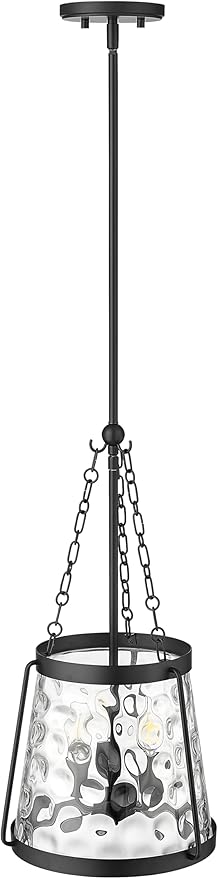 ML Lighting | Adabella Collection | 20403-MB | 3 Light Pendant in Matte Black Finish with Clear Hammered Glass Shade | Perfect for Kitchens, Dining Rooms, Living Rooms, Entryways, Hallways