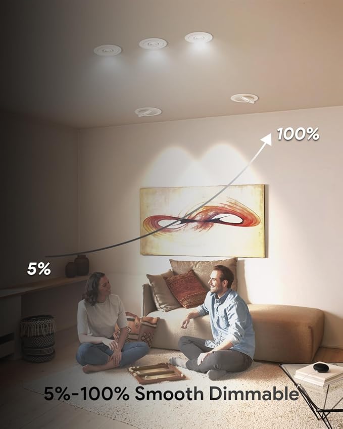 Adetu 4 inch Gimbal Led Recessed Lights, 360°+90° Adjustable Directional Recessed Lighting, 2700K/3000K/3500K/4000K/5000K Dimmable Retrofit Eyeball Can Lights with Jbox, ETL(White,12 Pack)