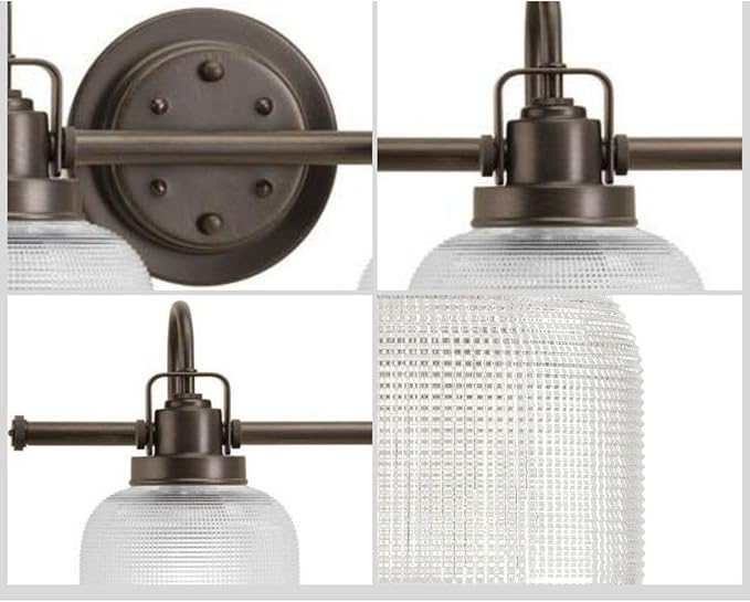 Progress Lighting Archie Collection 4-Light Clear Double Prismatic Glass Coastal Bath Vanity Light Venetian Bronze