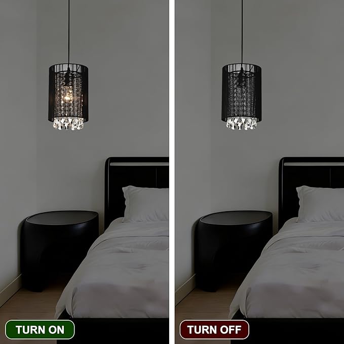 LaLuLa Mini Crystals Plug in Pendant Light,1-Light Hanging Lamps for Living Room Plug in,Bedrooms,Girls Room,Vanity,Playhouse,Closet