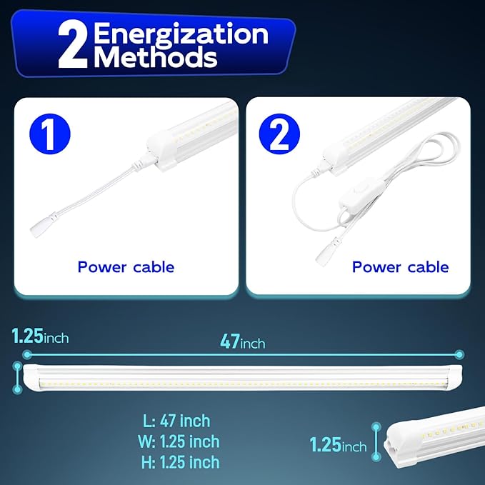 hykolity 6 Pack 4FT LED Shop Light,40W, 5200LM, 6500K Super Bright White,V Shape Integrated T8 LED Tube Light,4 Foot Linkable Shop Lights with Built-in ON/Off Switch for Garage,Warehouse,Workshop