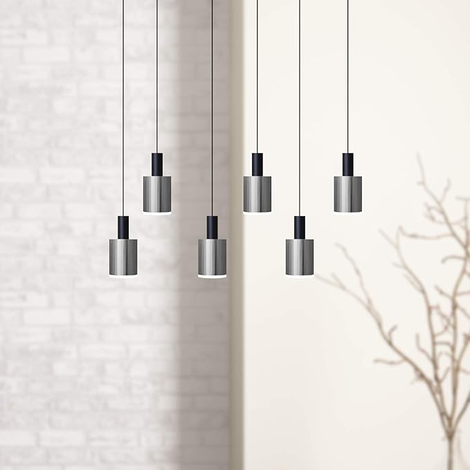Virgo 6 Mini Pendant Lighting Black-Nickel - LED Hanging Light Fixture for Kitchen Island, Bar, Foyer - Cluster Pendants - Dimmable, Adjustable Wire, Lamp Bulb Included