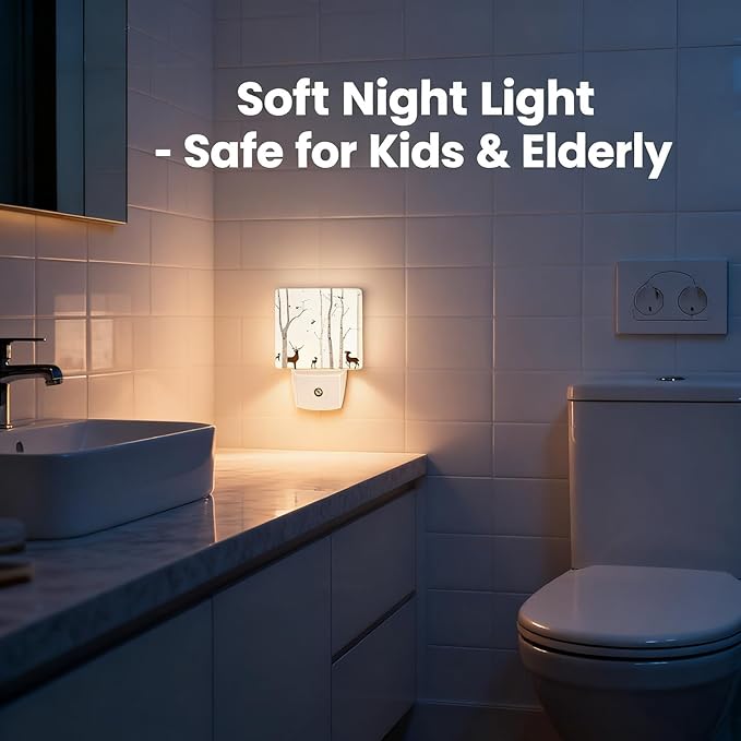 Night Light Plug-in Dusk to Dawn Smart Sensor White Led Nightlight for Bedroom Bathroom Kitchen Hallway Stairs Energy Efficient Decor Desk Lamp