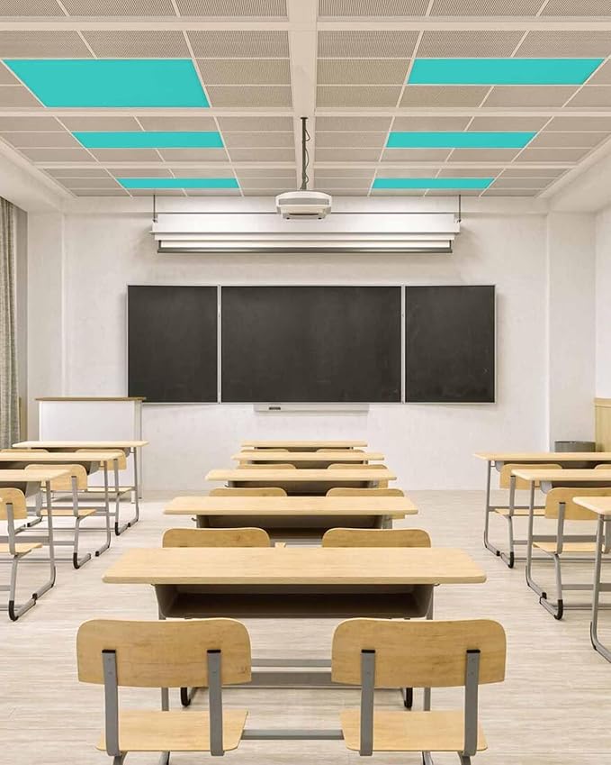 Magnetic Light Cover for Classroom Drop Ceiling,1 Pack 4x2 Ft Fluorescent Light Covers for Office Home Ceiling Light Aqua Green Solid Color Lampshade