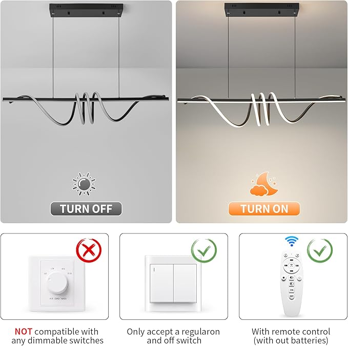 56.29" Modern LED Pendant Lights, 3300k-6500K Adjustable Color Temperature Hanging Light Fixture, Modern Island Lighting Lamp Fixture for Kitchen, Billiard Room