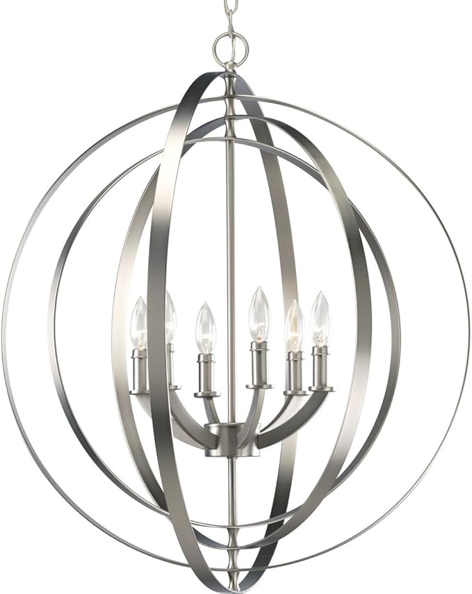 Equinox Collection Silver Six-Light Luxury Hanging Pendant Light