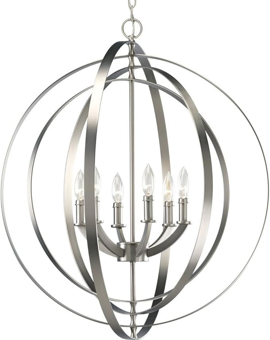 Equinox Collection Silver Six-Light Luxury Hanging Pendant Light