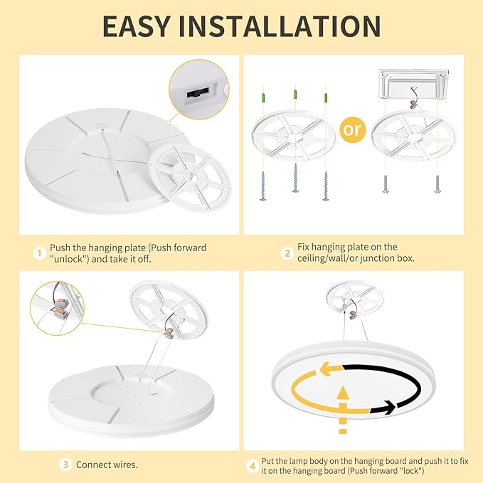 20 Inch Flush Mount Ceiling Light 50W, White LED Ceiling Light with Side Light, 2700K/4000K/6000K CCT Selectable, 5000lm Round Light Fixtures for Bedroom, Kitchen, Dining Room, Living Room