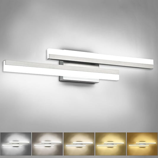PRESDE 24 Inch LED Vanity Light Brushed Nickel Bathroom Light Fixtures Over Mirror Modern Bath Lighting Bar 5CCT