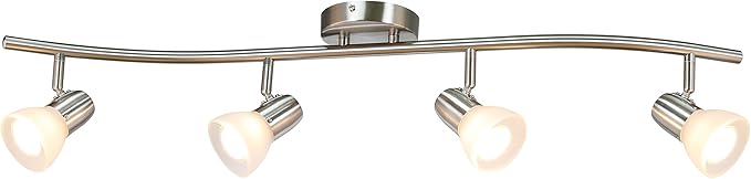 XiNBEi Lighting Track Light, 4 Light Kitchen Track Lighting, Modern S-Shaped Ceiling Track Light Bar Brushed Nickel Finish XB-TR1223-4-BN