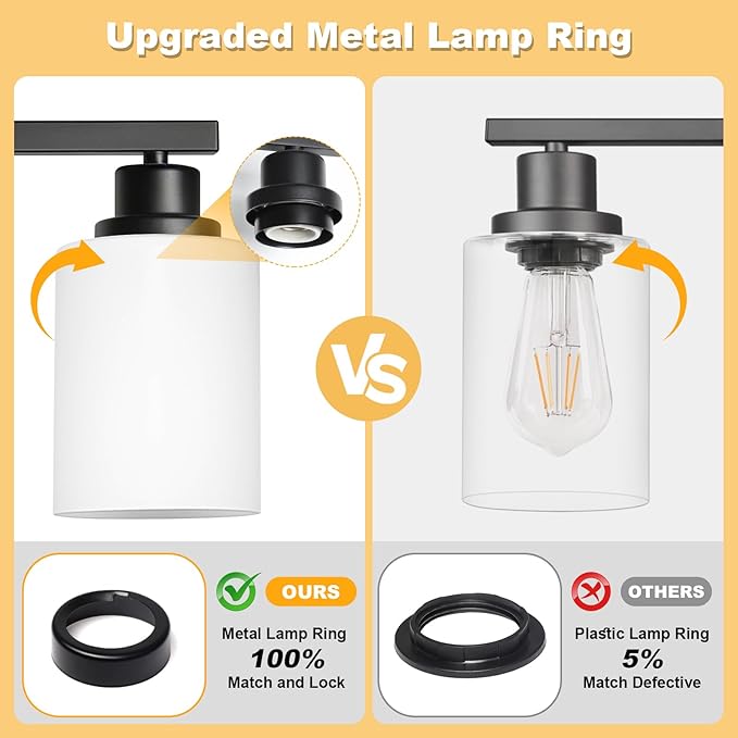 Unicozin 4-Light Bathroom Light Fixtures, Modern Black Vanity Light Over Mirror, Wall Sconces with Milky White Glass Shades for Living Room Bedroom Hallway E26 Base