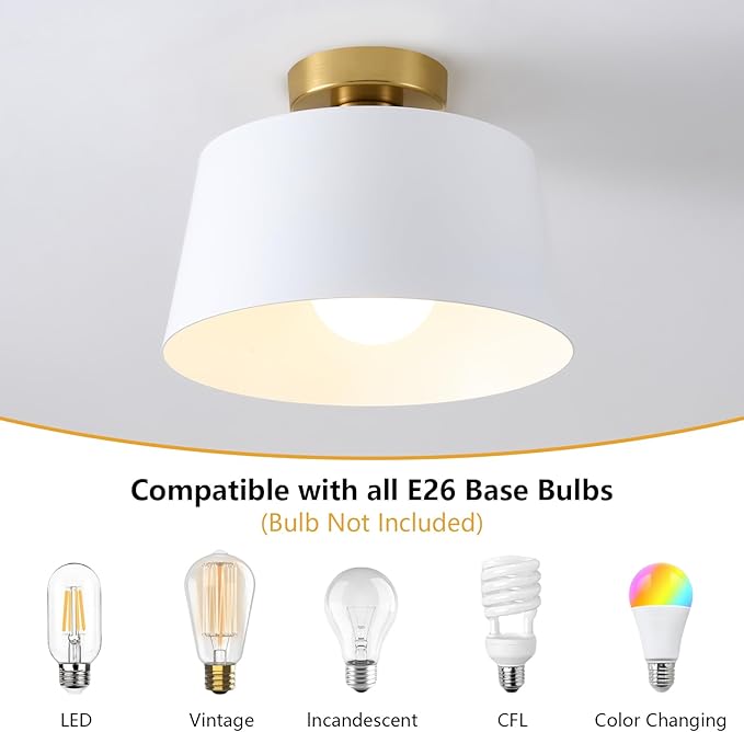 Minimalist Round Ceiling Lamp with Metal Frame, Clean Lines Design, Click for a Full View