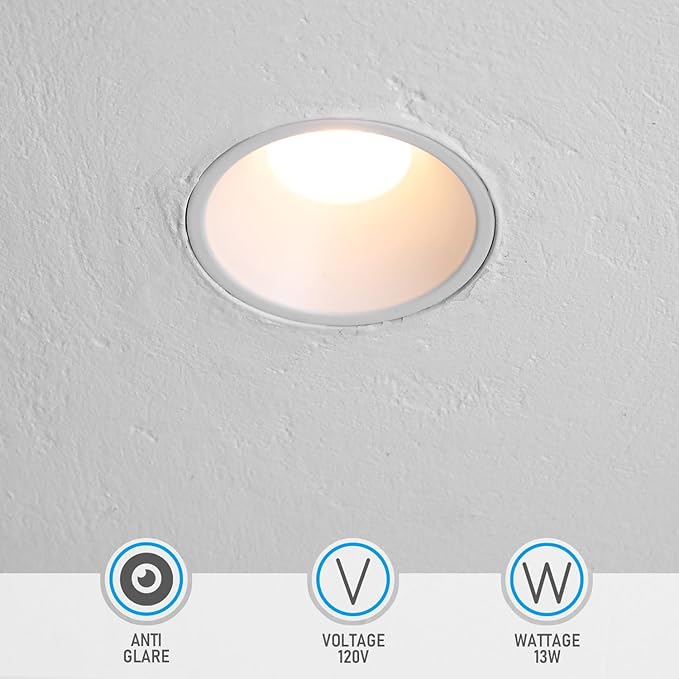 TORCHSTAR LED 3 Inch 15W 5CCT Recessed Lights with J-Box, Receessed Ceiling Light, Round Trimless Downlight, Dimmable, CRI 90, 2700-5000K Selectable, ETL, Pack of 4