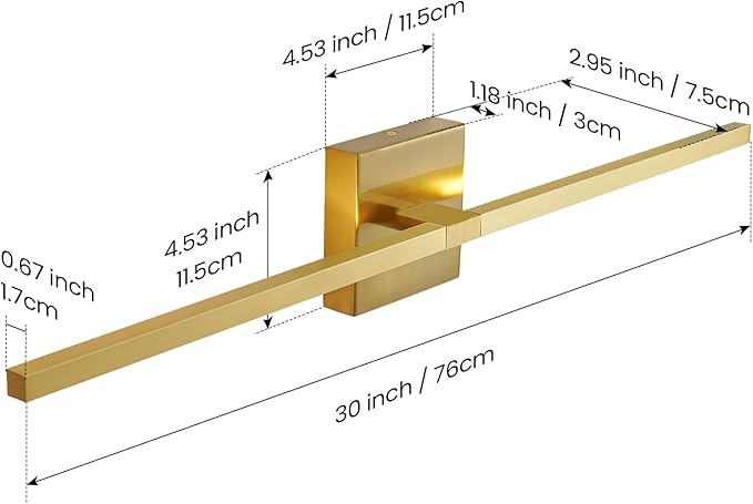 Gold Bathroom Vanity Light Fixtures - 30 inch Rotatable Modern 5CCT LED Vanity Lights for Bathroom Lighting Fixture Over Mirror Dimmable Bathroom Wall Sconce