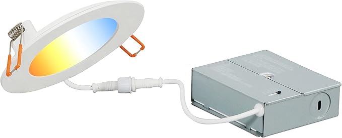 Sylvania LED 4" Slim Microdisk, Junction Box Recessed Downlight Kit, 13W, Dimmable, 5 CCT Color Select (2700K / 3000K / 3500K / 4000K / 5000K), 90 CRI - 1 Pack (61404)