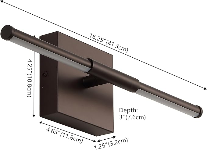 JONATHAN Y 16.25" Oil Rubbed Bronze Modern Dimmable Integrated LED Wall Sconce, Minimalist Adjustable Metal Vanity Light for Bathroom Mirror, Bedroom, Hallway, 3000K, ETL Listed (JYL7039D)