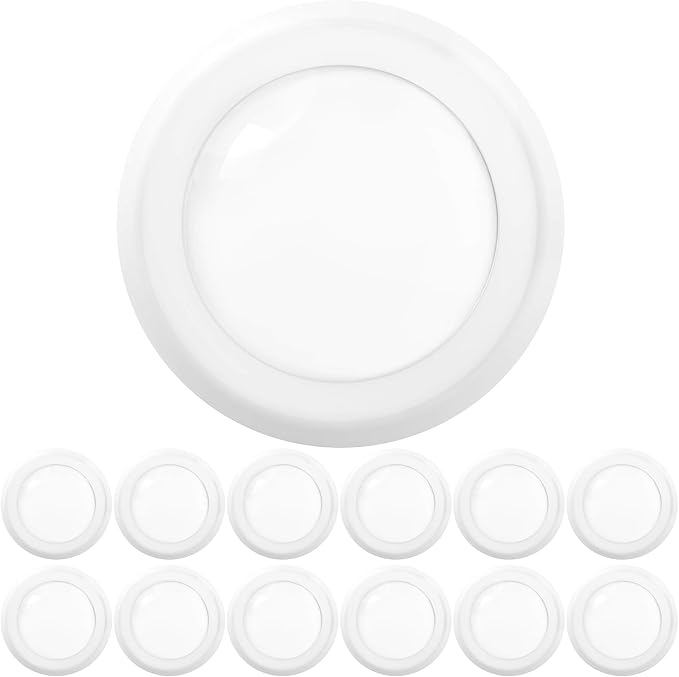 Sunco Lighting 12 Pack 5/6” LED Disk Lights Flush Mount Ceiling Light Fixture Recessed 6000K Daylight Deluxe, 100W Equivalent 15W, 1050LM, Dimmable Low Profile Surface Mount ETL.