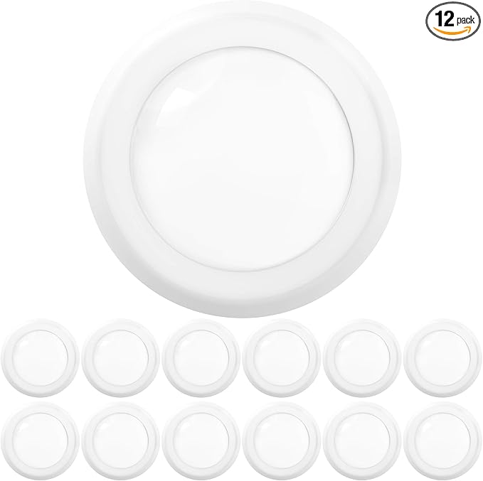 Sunco 12 Pack 5/6 Inch LED Disk Lights, Disc Lights Ceiling, LED Flush Mount Recessed Can Lighting, 1050 LM, 5000K Daylight, Dimmable, 15W=75W, Damp Rated ETL