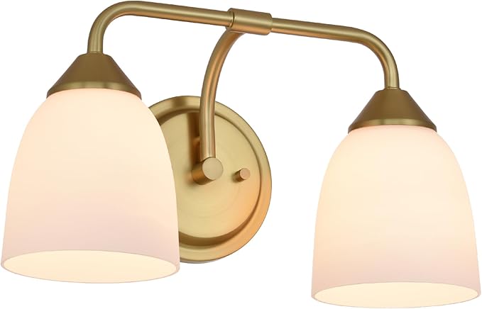 Gold 2-Light Traditional Bathroom Vanity Light Fixtures Over Mirror, Modern Vanity Lights for Living Room, Standard E26 Base, Aged Brass