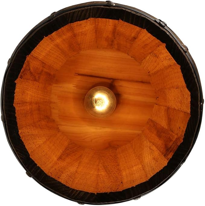 Newrays Antique Wood Wine Barrel Pendant Lamp Hanging Rustic Unique Kitchen Bar Ceiling Lamp Light Fixtures (M)