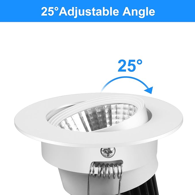 LightingWill 2inch LED Dimmable Downlight, 3W COB Recessed Ceiling Light, Natural White 4000K-4500K, CRI80, 25W 220LM Halogen Bulbs Equivalent, White (20 Pack)